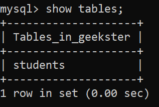 SQL SHOW syntax example